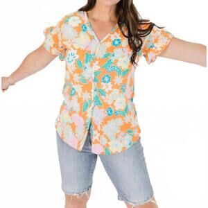 NEW HEIMISH USA shannon short sleeve top in orange